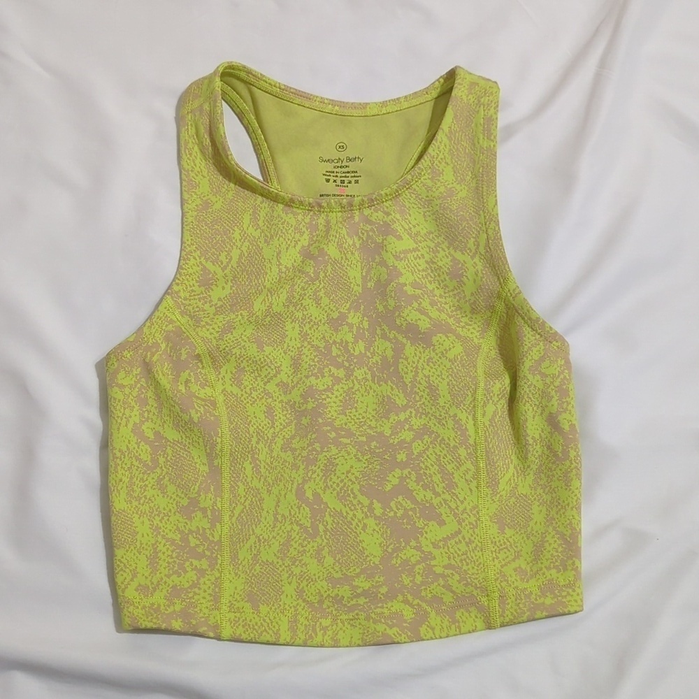 Sweaty Betty Flatter Me Gym Cropped Vest, Color Yellow/Tan Size XS - Picture 4 of 15